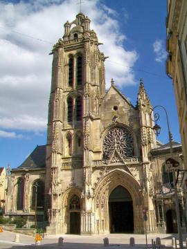 La cathédrale Saint-Maclou, façade occidentale, depuis la rue de la Coutellerie.