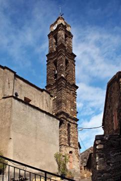 Rusio, Casaluna (Corse) - Clocher de l'église Sainte-Marie (Santa Maria Assunta)