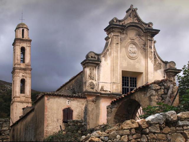 Costa, Balagne (Corse)- Façade principale de l'ancien couvent de Tuani