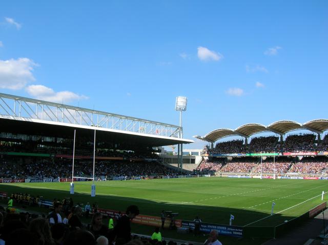 Le stade de Gerland à Lyon, durant la Coupe du monde de rugby 2007, avant le match de poule Australie-Japon.