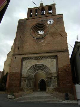 Facade of St Saturnin church in Belpech, Aude.