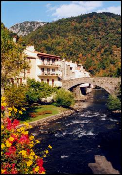 Axat, old bridge on the river Aude