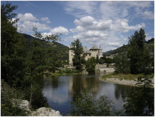 ENTRAYGUES-SUR-TRUYERE [12] - Le château à la confluence de la Truyère et du Lot (août 2006)