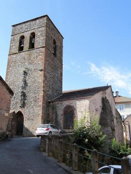 Saint-Sernin-sur-Rance - Collégiale Saint-Sernin - Clocher et façade ouest de la collégiale