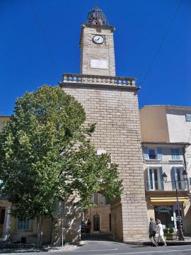 Tour de l'horloge - Jacquemard, sur la Porte de Salon, Lambesc, Bouche du Rhône, France