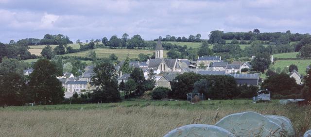 View market town Anctoville, village of Calvados, France