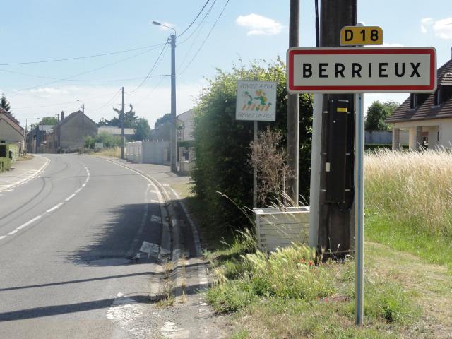 Berrieux (Aisne) city limit sign