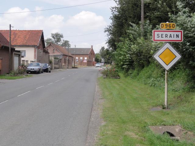 Serain (Aisne) city limit sign