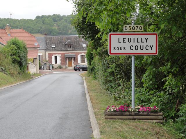 Leuilly-sous-Coucy (Aisne) city limit sign