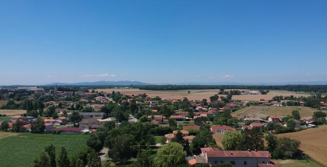 Vue aérienne de Saint-André-de-Corcy en 2018.