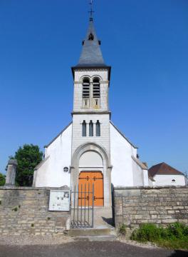 Clocher de l'église Saint-Symphorien, Ruelle de la Cure, à Saint-Symphorien-sur-Saône (21).