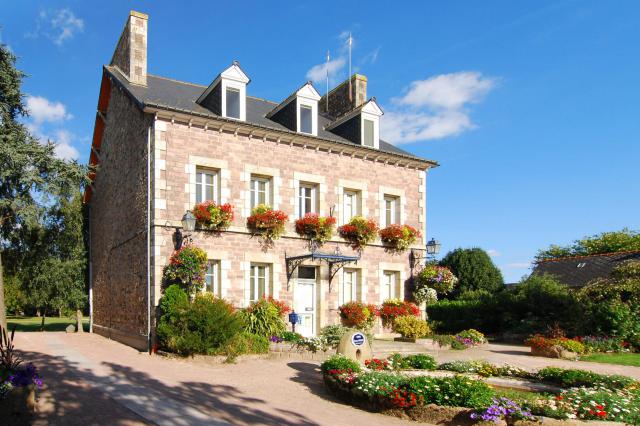 Three-quarter view of town hall in Lanvollon, Britanny, France.