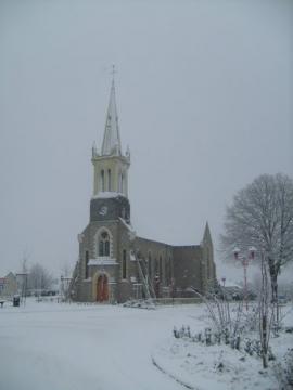 Eglise sous la neige (Saint Barnabé - 22600)