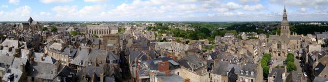 Panoramic view of rue du Jerzual (Jerzual Street) in Dinan, Brittany, west France.