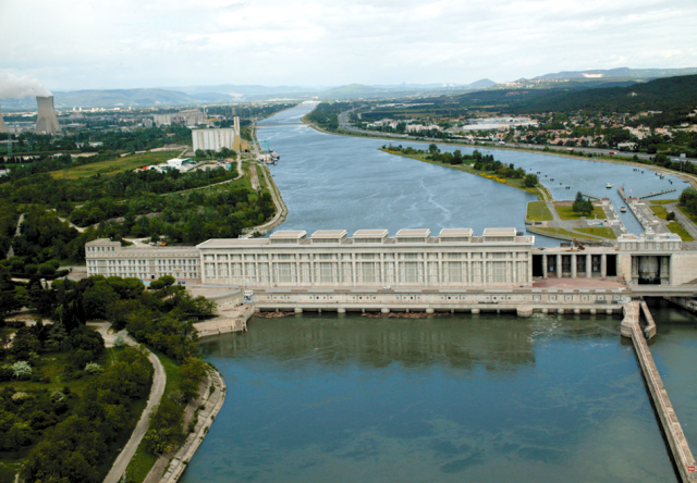 Barrage Donzère-Mondragon Bollène vue aérienne