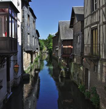 Risle canal in Pont-Audemer (Eure, France).